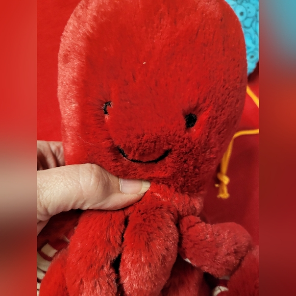 Jellycat Holiday Cranberry Octopus  - SMALL - w/jelly cat gift bag /dust bag - Picture 4 of 7